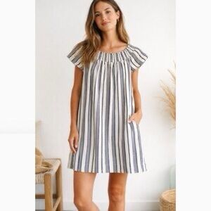 Marine Layer / Off The Shoulder Stripe Dress